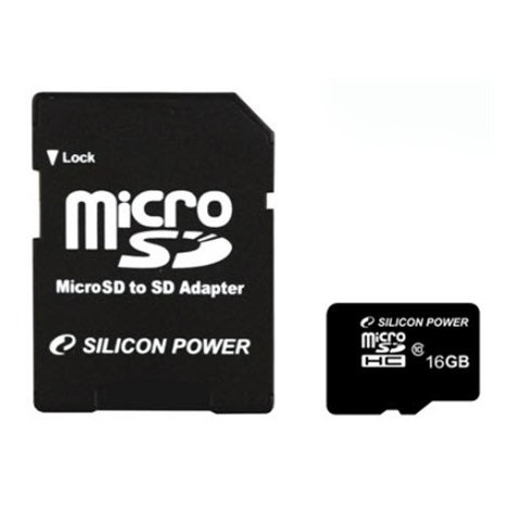 Silicon Power | 16 GB | MicroSDHC | Flash memory class 10 | SD adapter - 2